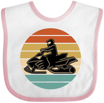 Inktastic Snowmobile Retro Sunset Baby Bib White And Pink 39640