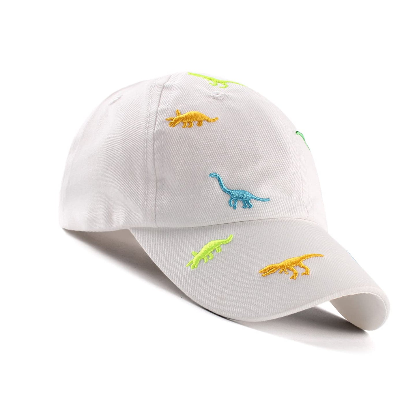 Bamery Toddler Baseball Hat For Boys&Girls Baby Baseball Cap Embroidery Dinosaur Kids Hat For 2-6T (Dinosaur White, 2-6T)