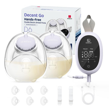 Breast Pump D6, Ultra-Lightweight Hands Free Wearable Breast Pump With Upgraded Leak-Proof Double-Seal Flange, Electric Breastfe