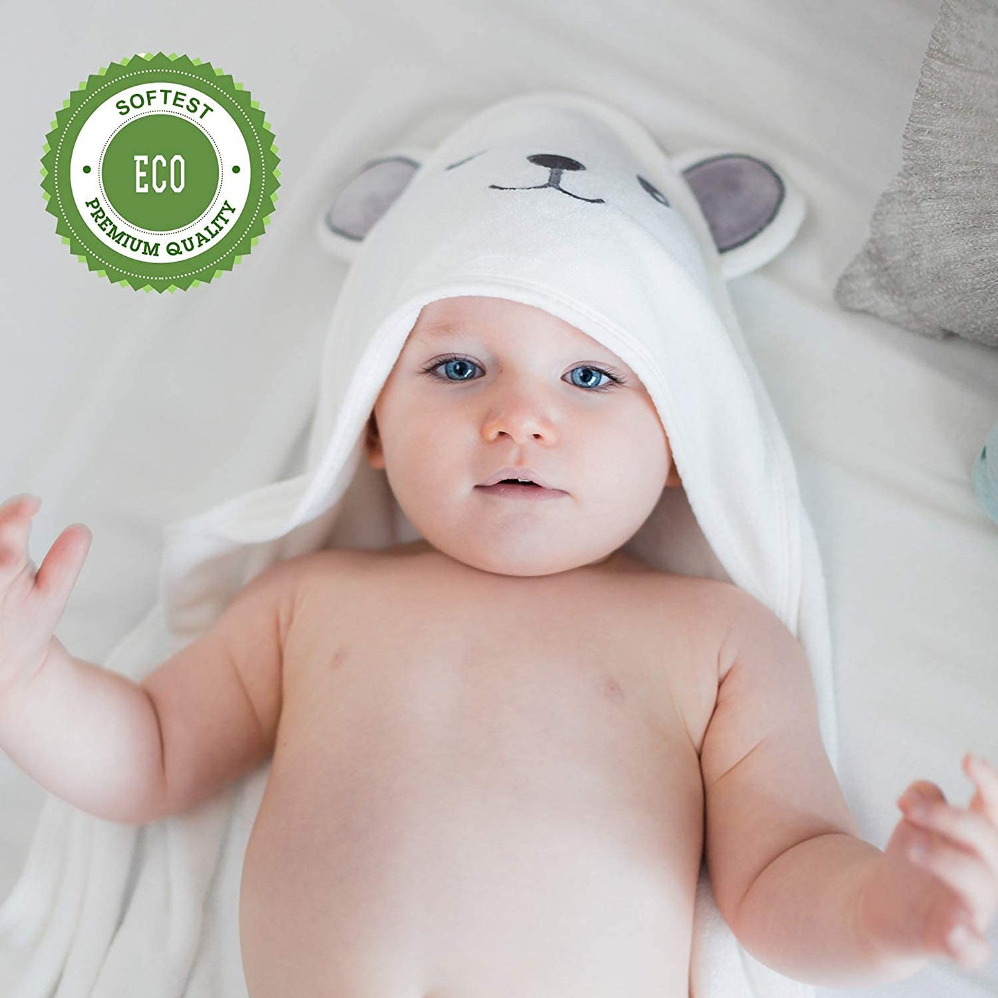 Hiphop Panda X - Large Bamboo Bath Towel For Toddler And Kids - Hooded Bath Towels With Bear Ears For Babies - Super Absorbent -