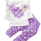 Cute Toddler Baby Girls Clothes Set Long Sleeve T-Shirt And Pants Kids 2Pcs Outfits (Whitepurple, 6M)