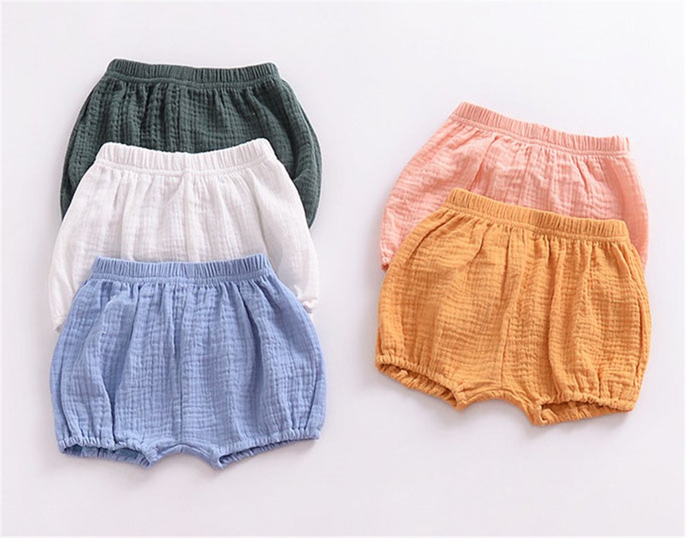 Looly Baby Bloomers Unisex Baby Girls Boys Cotton Linen Blend Shorts (100, White)