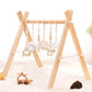 HAN-MM Wooden Baby Gym with 6 Wooden Baby Toys Foldable Baby Play Gym Frame Activity Gym Hanging Bar Newborn Gift Baby Girl and 