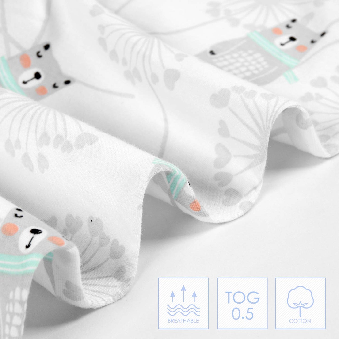 TILLYOU Sleep Sack 0-6 Months - 0.5 TOG Baby Wearable Blanket with 2-Way Zipper, Extra Soft Cotton Sleeveless Sleeping sack 2 Pa