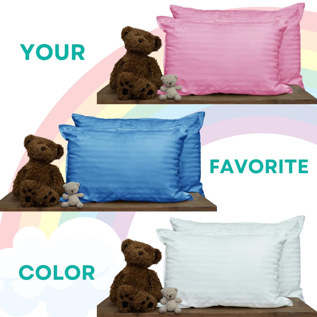Kinder Fluff Toddler Pillows For Bed (2X) - The Only Kids Pillow 300T Cotton Shell & Down Alternative Fill - Travel Pillow For C