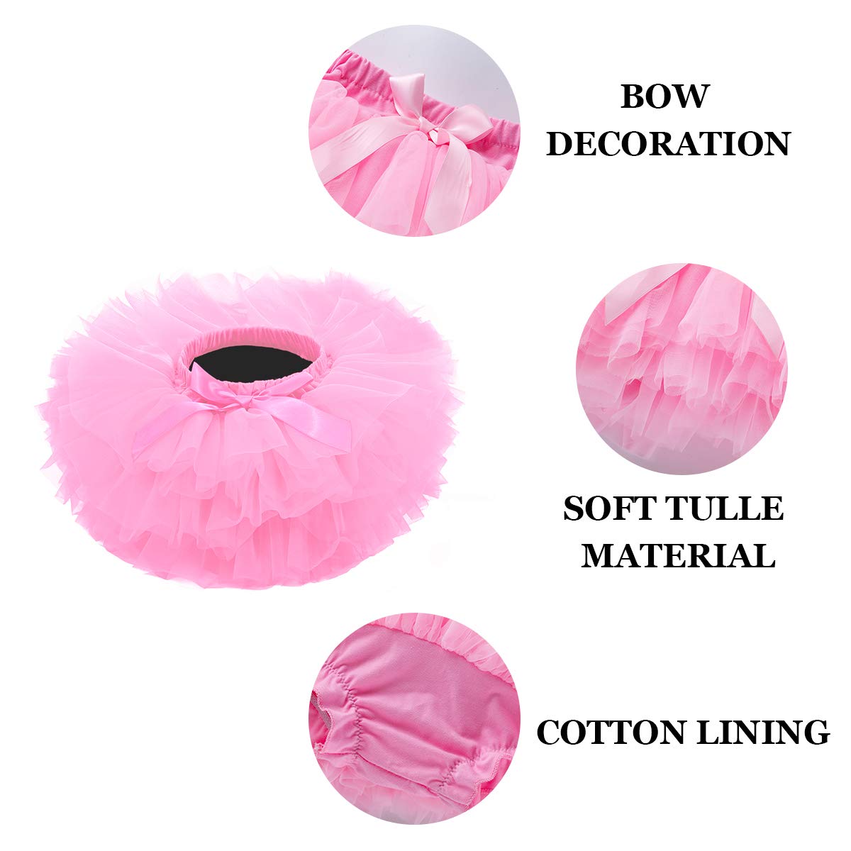 Baby Girls Tutu Skirt, Infant Tulle Tutus, Newborn Soft Skirts For Toddlers Pink