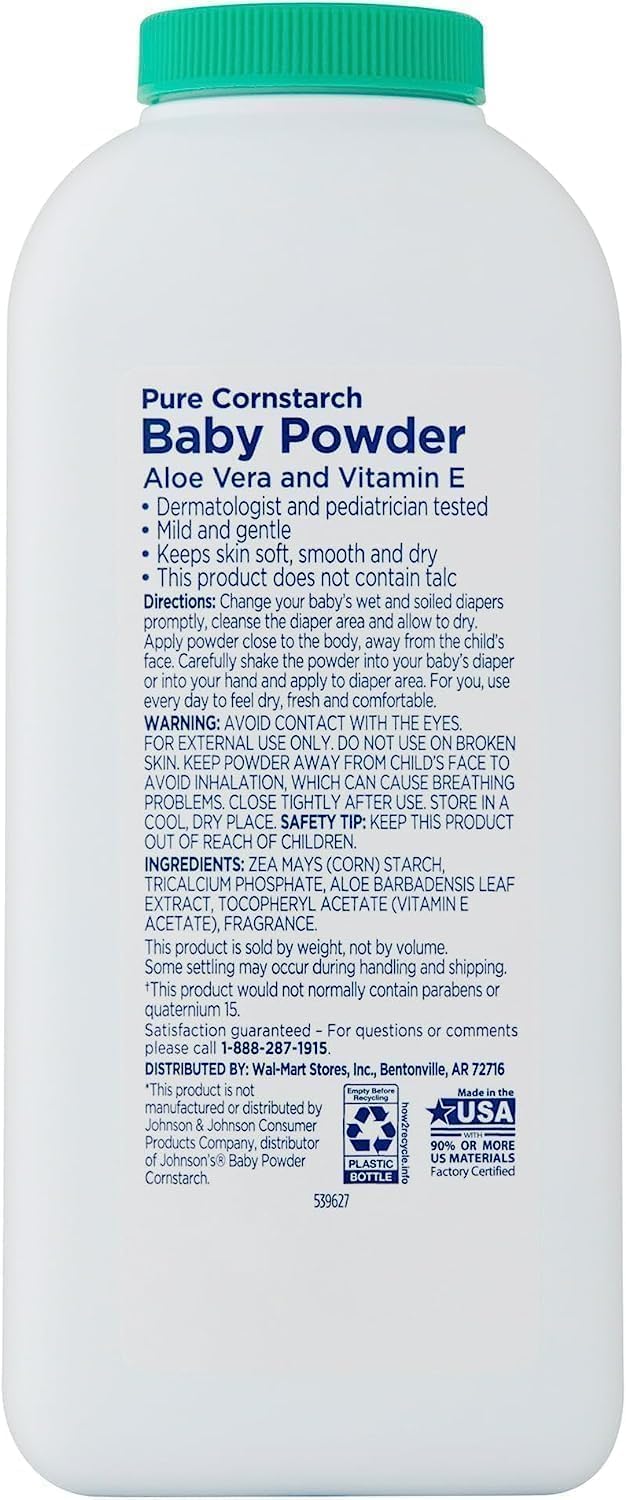 Equate Aloe And Vitamin E Pure Cornstarch Baby Powder (2 Pack - 15 Oz)