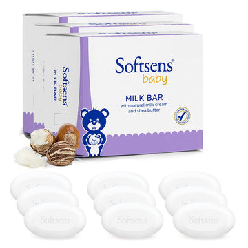 Softsens Baby Moisturizing Milk Soap Bar Enriched With Natural Milk Cream & Shea Butter I Dermatologically Tested & Paraben Free