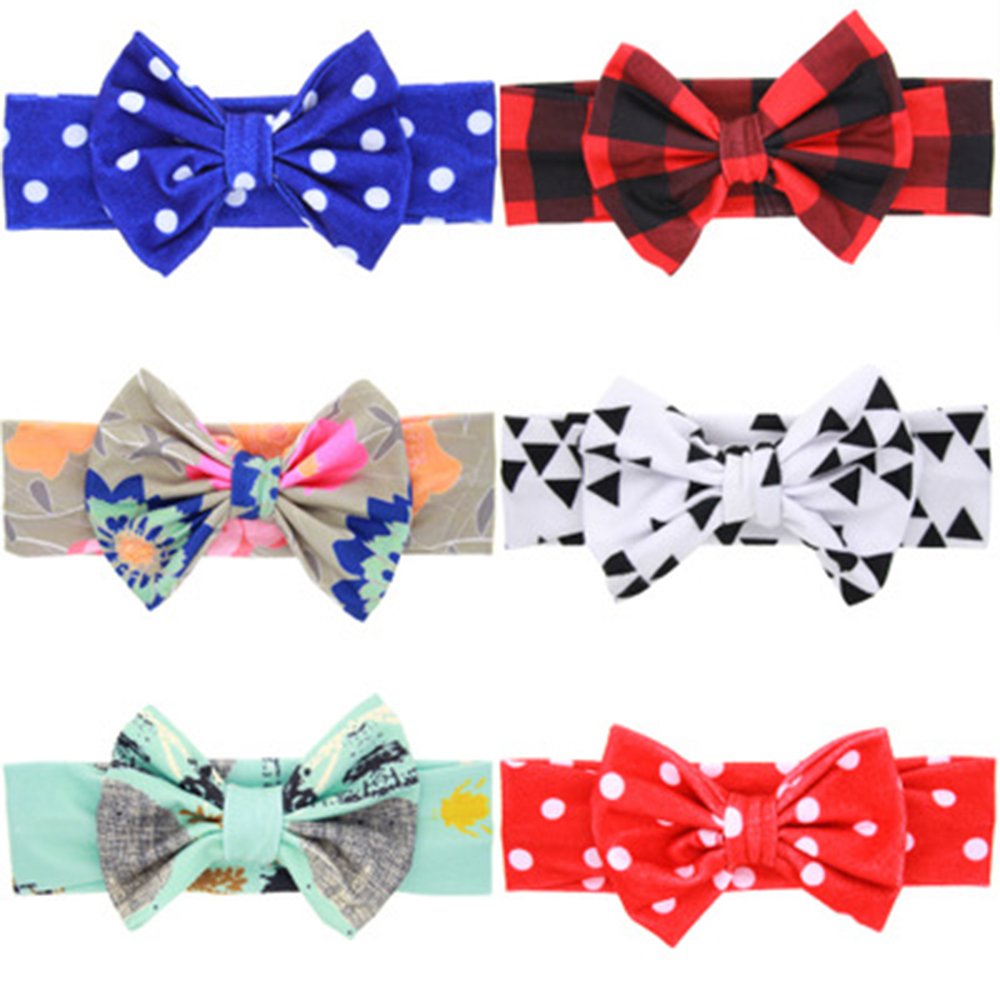 ZOONAI Baby Girls Toddler Bowknot Headband Infant Rabbit Ear Hair Band Headdress (Red Plaid)