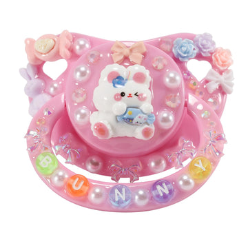 Cutieplusu Adult Sized Pacifier Dummy For Adult-Big Shield Diy Handmade-Bunny Pink