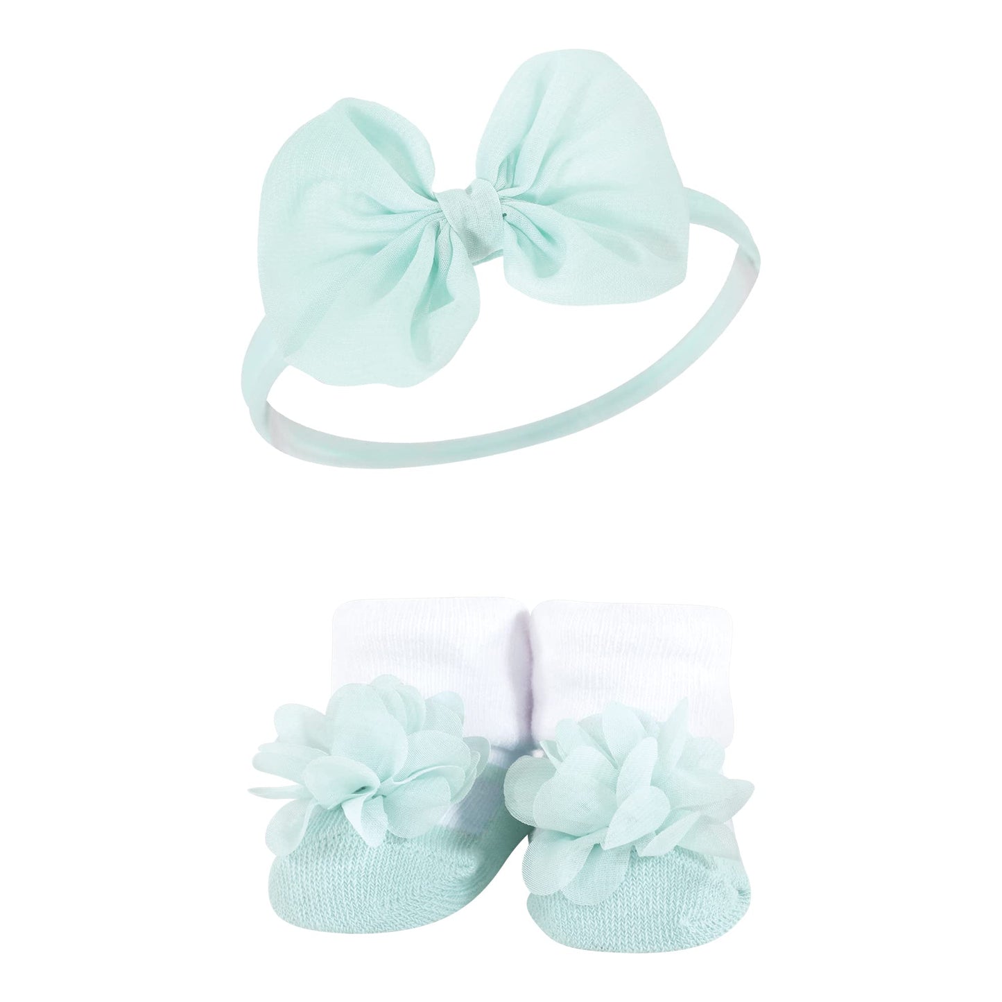 Hudson Baby Baby Girls' Headband And Socks Giftset, Purple Mint, One Size