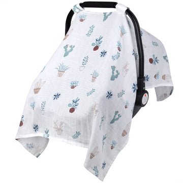 Muslin Carseat Cover For Boys Girls, Breathable Infant Car Seat Canopy, Lightweight Baby Carrier Cover, Newborn Shower Gift, Fit
