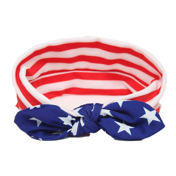 Baby Girl Elastic Headbands Turban Knot Bow Knot Rabbit Ears Bow Headwraps Ja36 Red,White&Blue (1#)