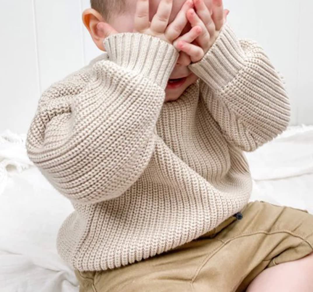 Toddler Baby Girls Knitted Sweater Fall Winter Warm Pullover Tops For Kids Boy Girl Outfits Clothes (6-12 Months, Beige New)