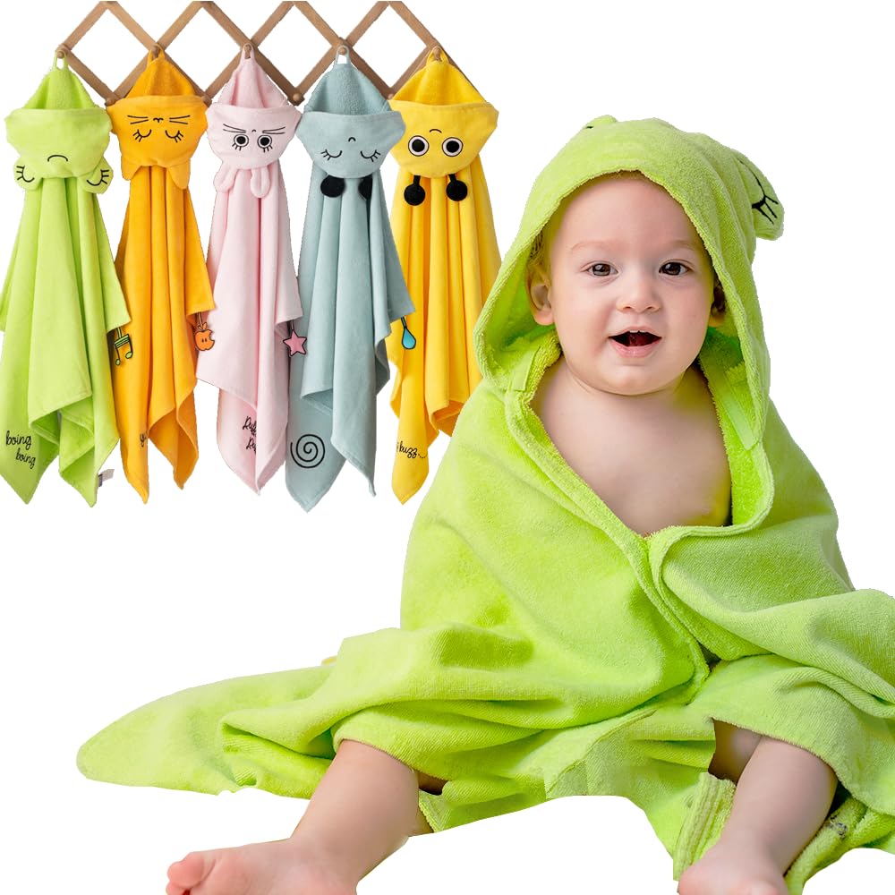 Milk&Moo Sangaloz Baby Bath Towel | 100% Cotton Hooded Baby Towel | Baby Bath Essentials | Swaddle and Towel for Newborn to 2 Ye