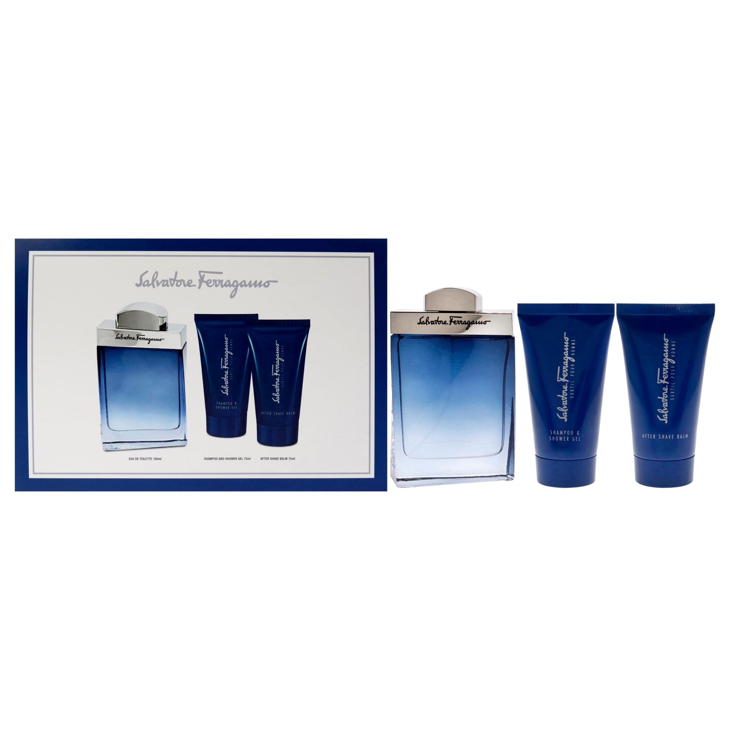 Salvatore Ferragamo Subtil by Salvatore Ferragamo for Men - 3 Pc Gift Set 3.4oz EDT Spray, 2.5oz Shampoo and Shower Gel, 1.7oz A