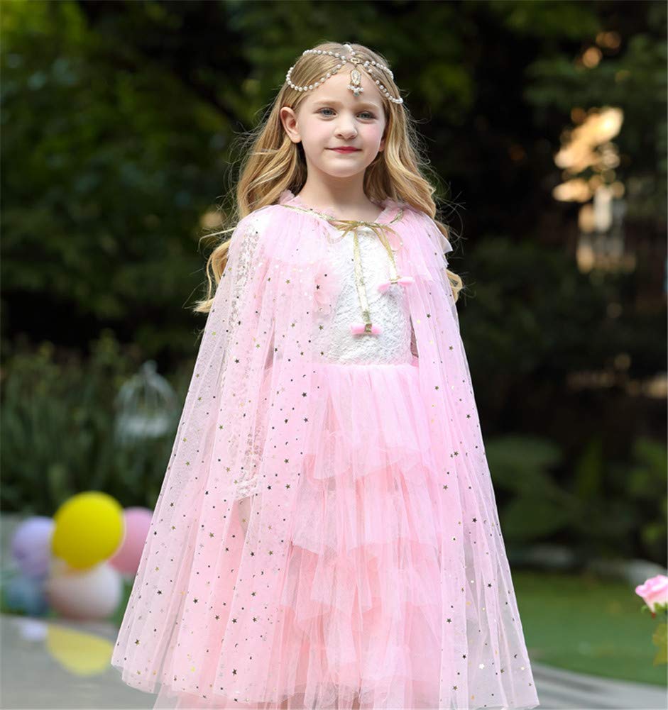 Little Girl Cape Cloak Dresses Coat Matching Princess Wedding Birthday Party Halloween Star Sequins Summer Cape Cloaks Costumes