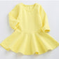 Gsvibk Baby Girls Cotton Dress Toddler Solid Dresses Girl Casual Ruffle Dresses 476 Yellow 110