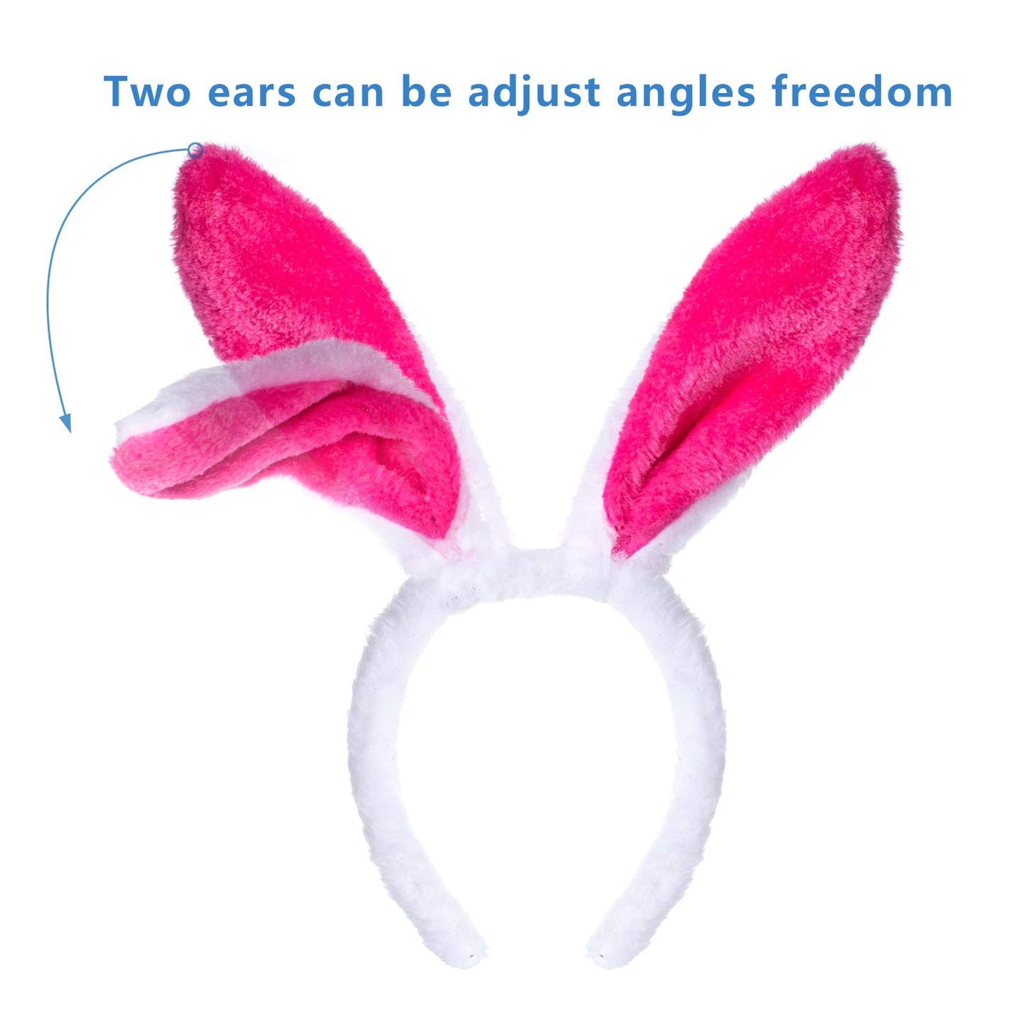 Cute Soft Touch Bunny Ears Headband Christmas Rabbit Ears Headband Gift For Children Kids Girls (Rose Red)