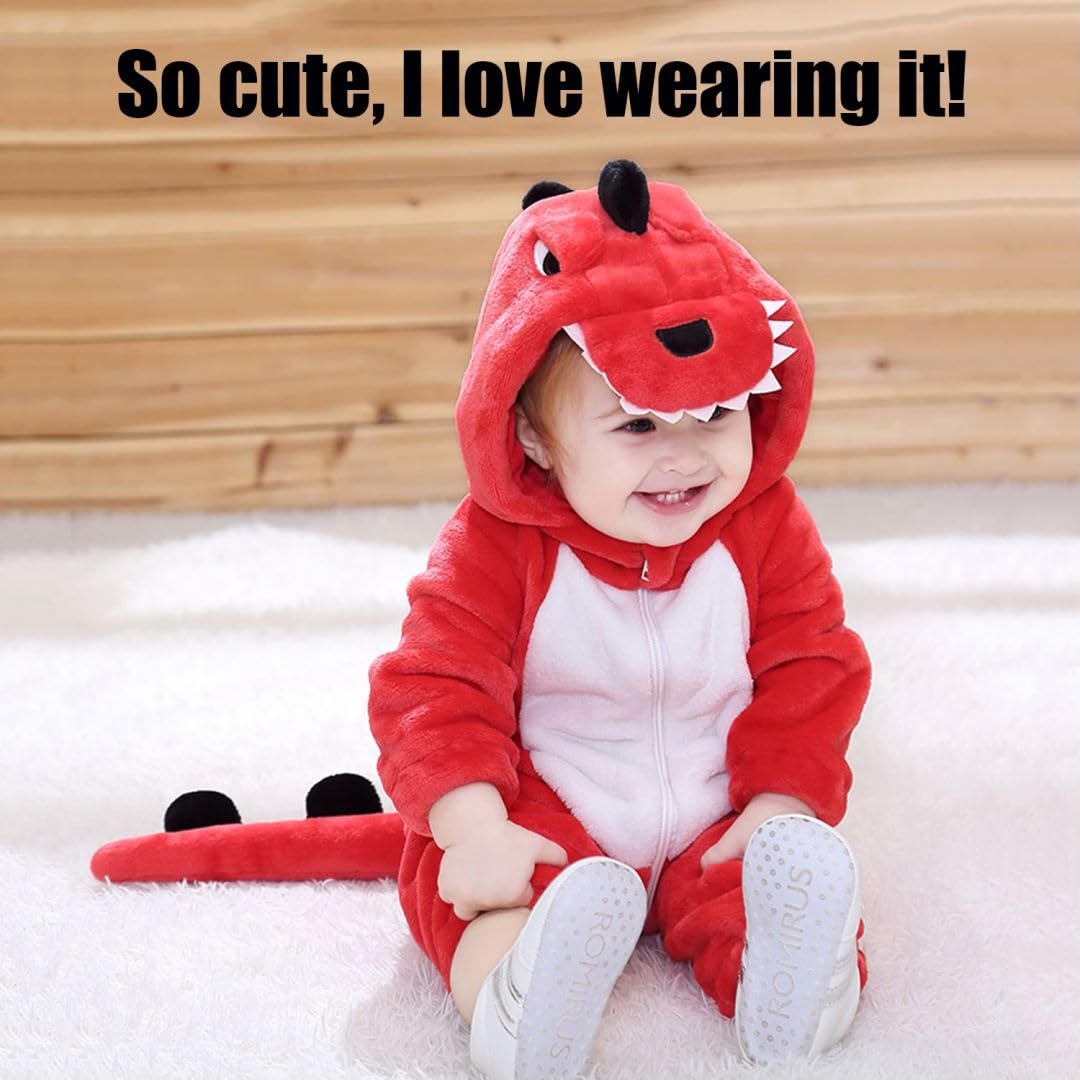 Abtshu Baby Red Dinosaur Costume Toddler Halloween Dress Up Outfit 18-24 Months