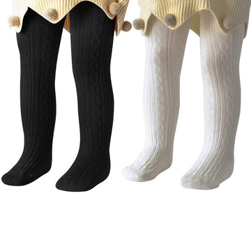 Century Star Baby Tights For Girls Soft Cotton Infant Leggings Toddler Solid Knit Socks Warm Stockings Newborn Pants 2-White Bla
