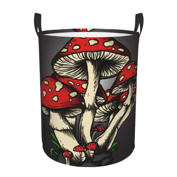 Pevtufa Red Mushrooms (2) Foldable Laundry Basket Organizer,Fabric Clothes Toy Storage Basket Nursery Hamper Storage Bin For Hou