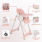 Sunchildor 3 In 1 Baby High Chair With Wheels, Adjustable 5 Point Harness, Tray, Foot Rest, Backrest And Seat Height, Foldable H