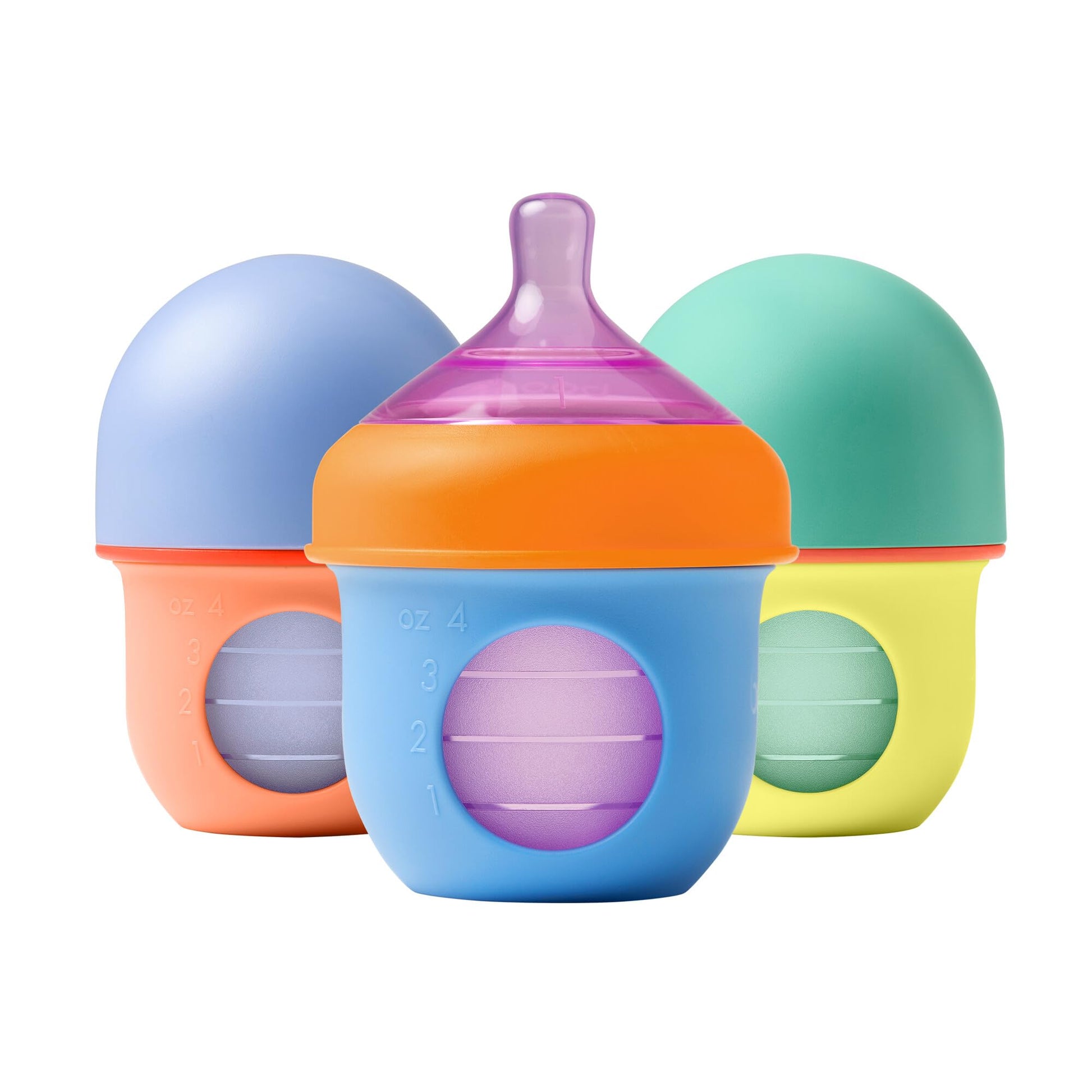 Boon Nursh Reusable Silicone Pouch Baby Bottles - Slow Flow Nipple - Silicone Baby Bottle Pouch And Nipple - Baby Feeding Essent