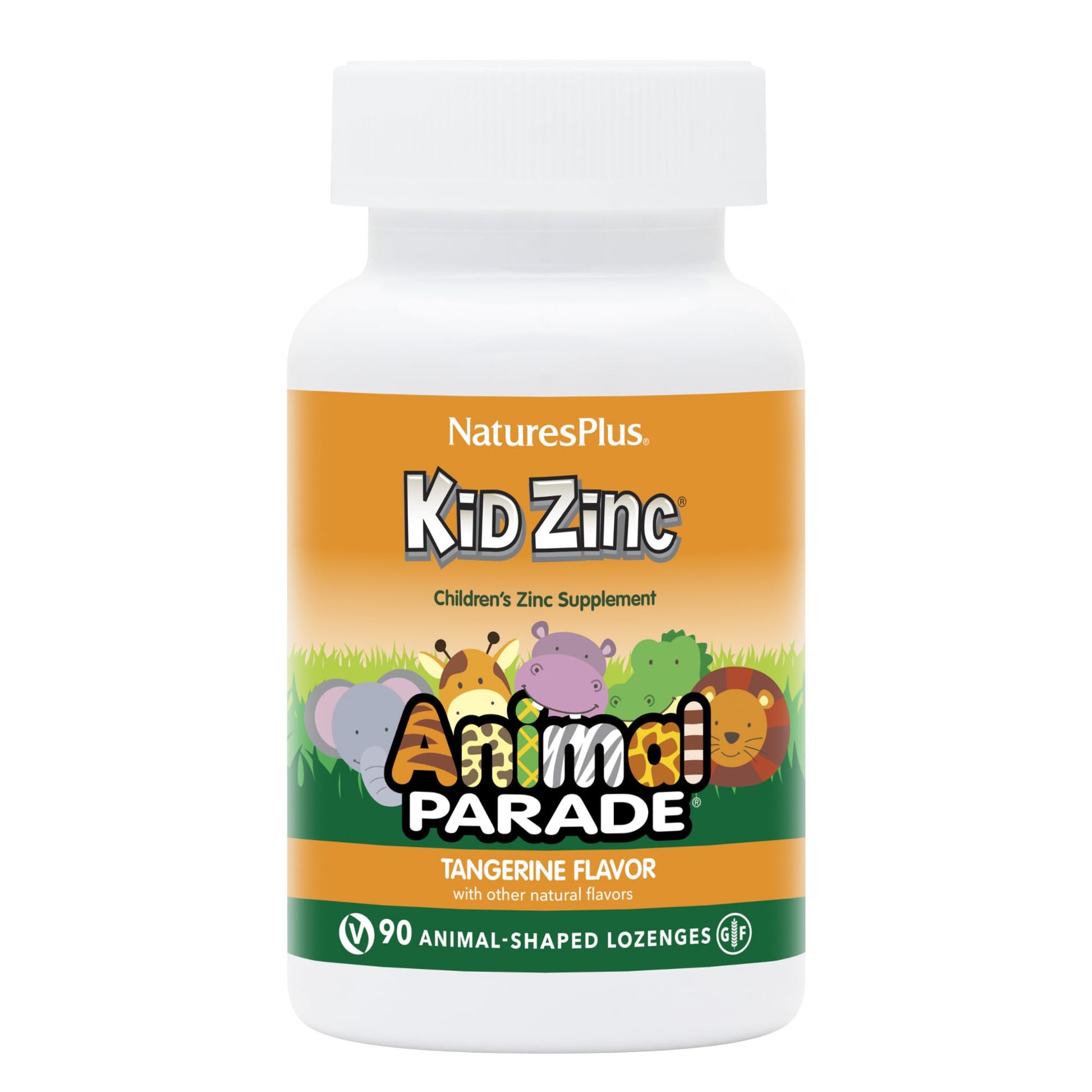 Naturesplus Animal Parade Kidzinc, Tangerine Flavor - 90 Animal-Shaped Lozenges - Organically Chelated Zinc - Vegan, Gluten Free