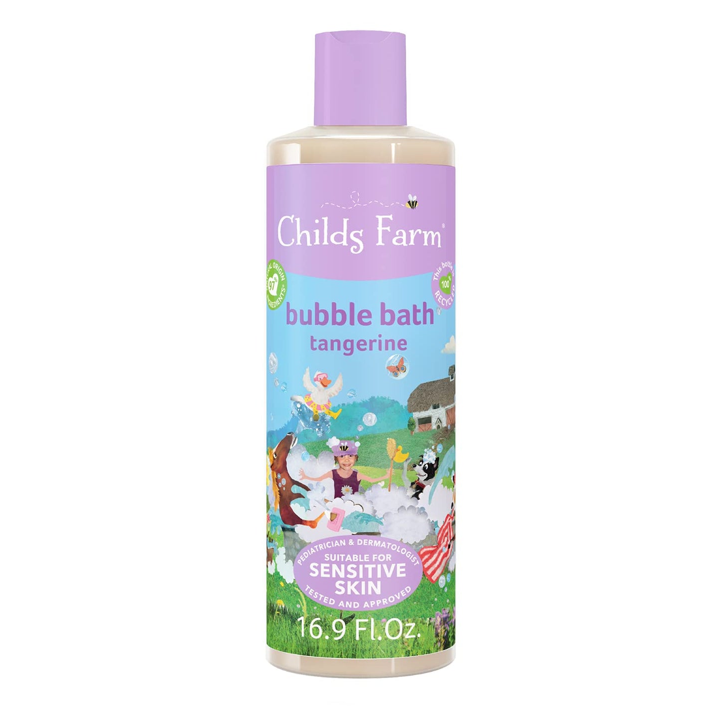 Childs Farm, Kids Bubble Bath for Dry, Sensitive Skin, Organic Tangerine, Gently Cleanses & Soothes, Vegan, Cruelty-Free, 16.9 f