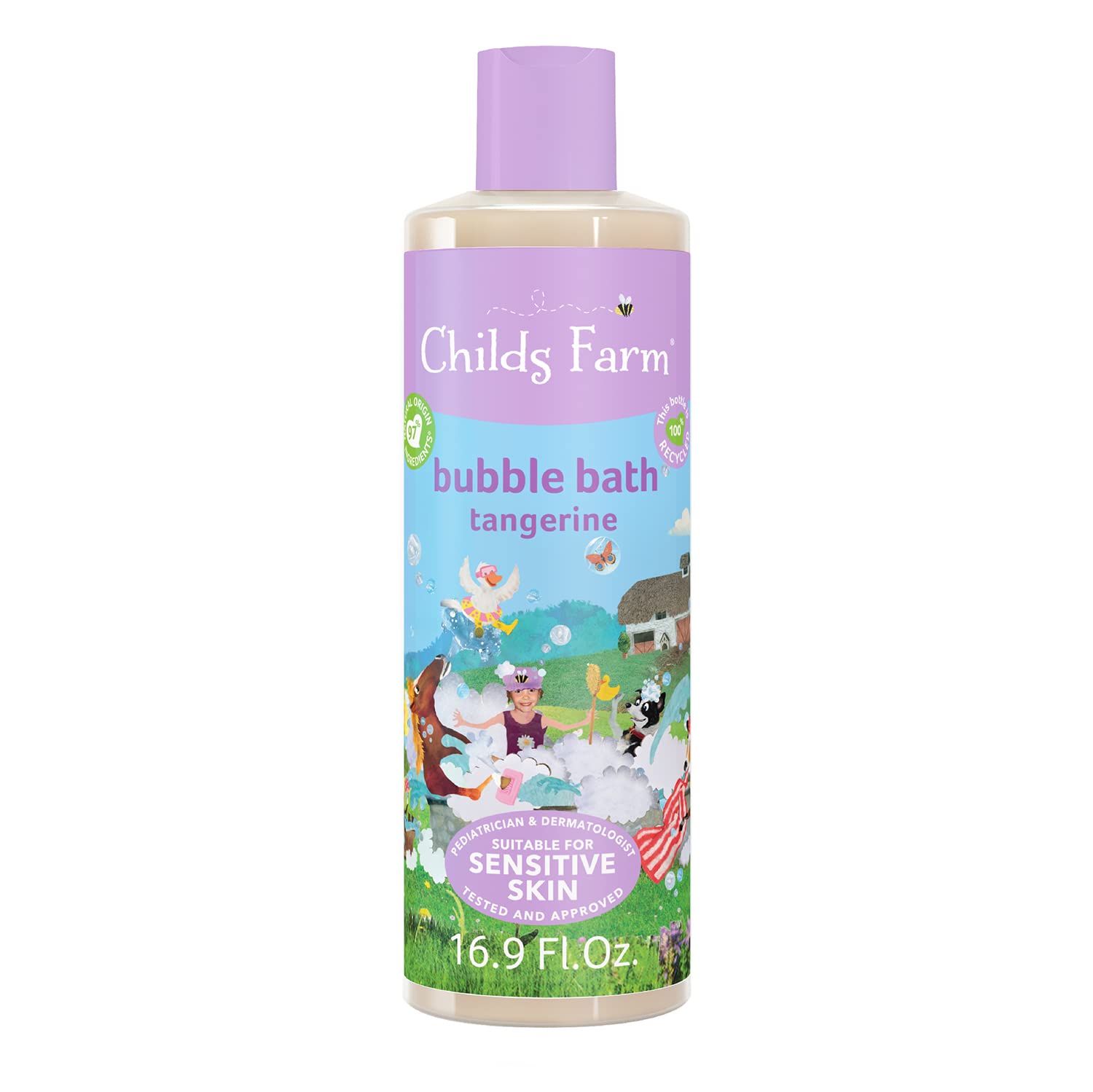 Childs Farm, Kids Bubble Bath for Dry, Sensitive Skin, Organic Tangerine, Gently Cleanses & Soothes, Vegan, Cruelty-Free, 16.9 f
