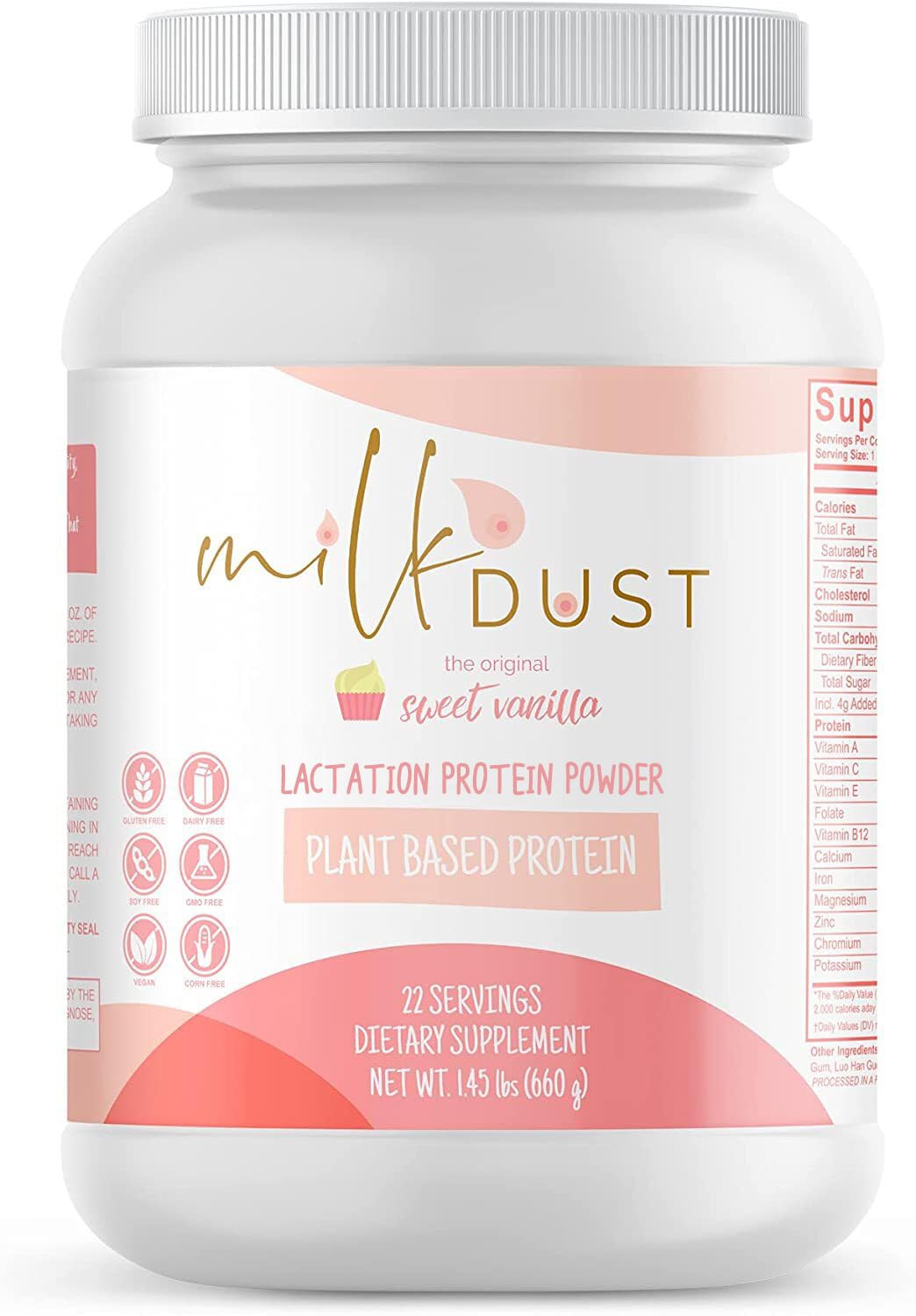 Milk Dust Protein Powder 660G  Breastfeeding Powder For Nursing Moms  Lactation Support Pea Powder  Vegan & Dairy-Free  Sweet Va