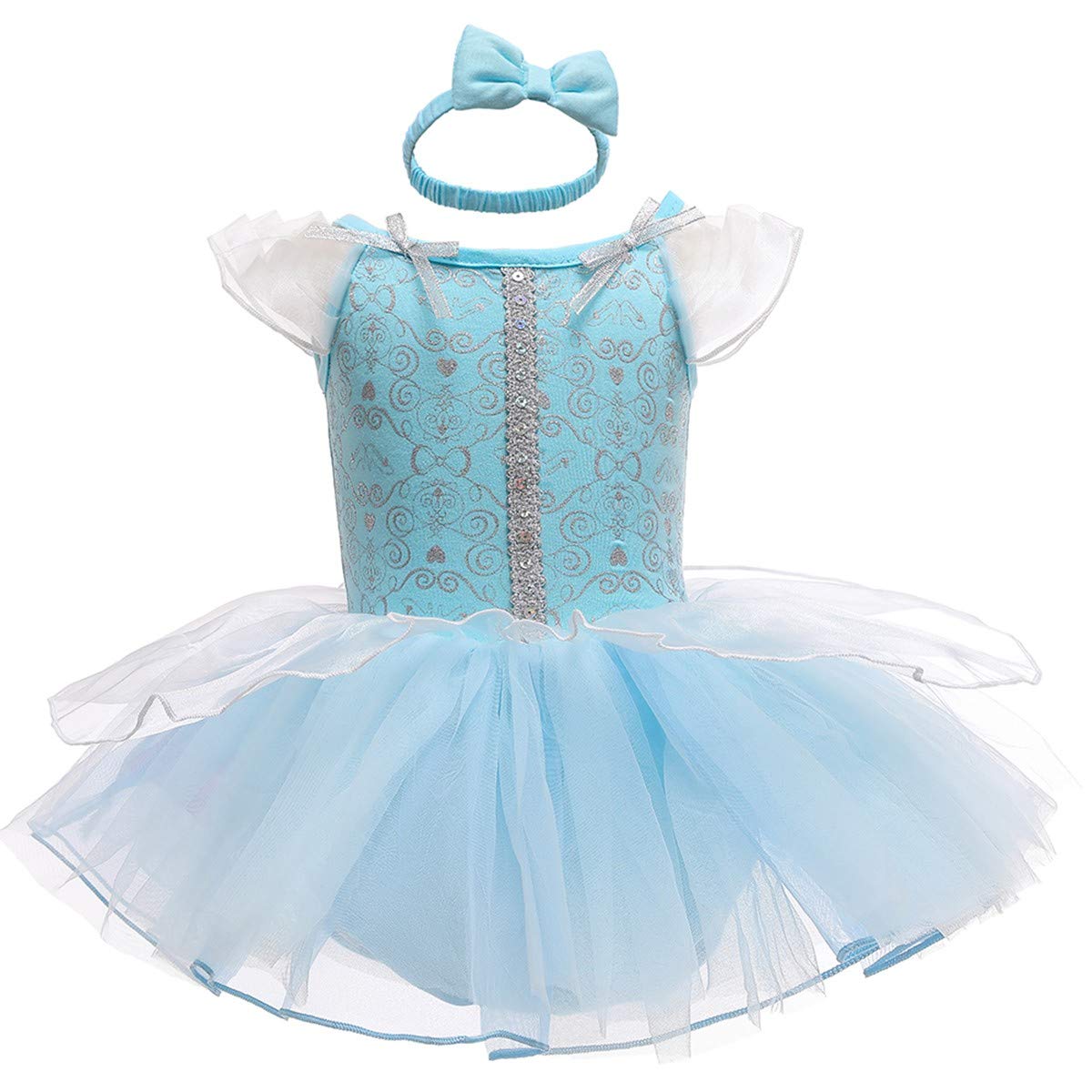NEWEPIE Elsa Princess Costume for Baby Girls Halloween Outifts Birthday Romper Tutu Dress w/Headband