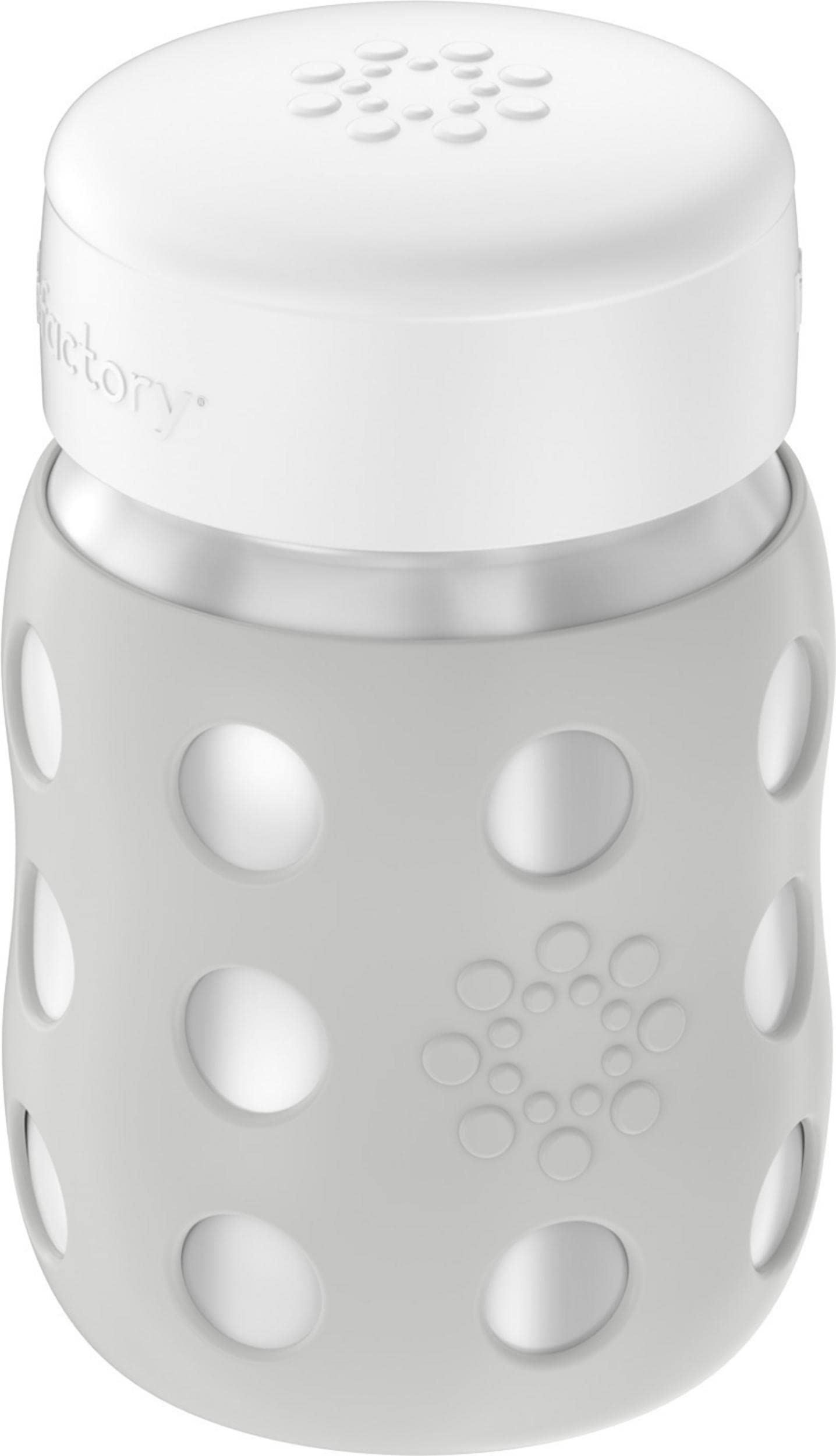 Lifefactory 8-Ounce Stainless-Steel Vacuum-Insulated Wide-Neck Baby Bottle With Stage 2 Nipple, Stone Gray (Ls2211Wcg4)