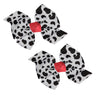 WEBB DIRECT2U Baby Girls 2 Pc Farm Girl Holstein Moo Cow 3 Hair Bows Alligator Clips (Red)
