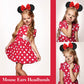 Etluk Mouse Ears Headband, Mouse Ears Sequin Bow Headbands For Women Girls, Cosplay Accessories Party Decorations (Red Bow)