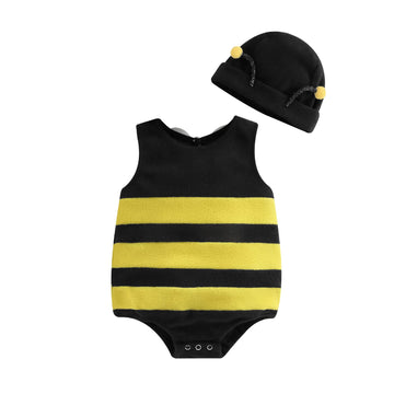 Visgogo Baby Boy Girl Halloween Pumpkin Romper Bodysuit+Hat+Shoes 3Pcs Outfit Costumes (D-Bee, 0-6 Months)