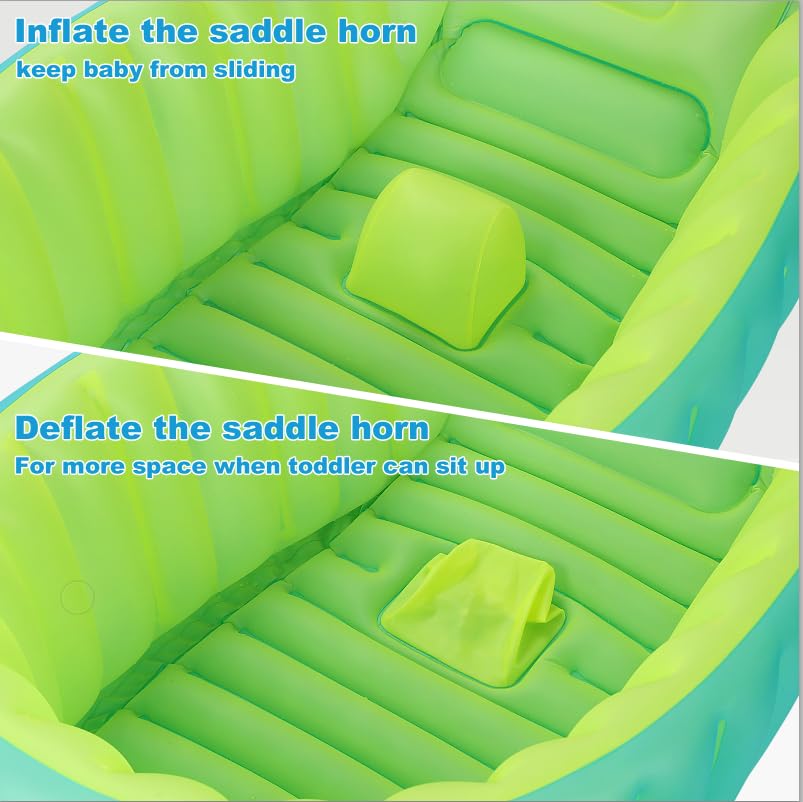 Inflatable Baby Bathtub, Boysea Toddler Bath Tub With Anti-Sliding Saddle Horn Helps Infants To Toddler Tub, Portable Travel Sho