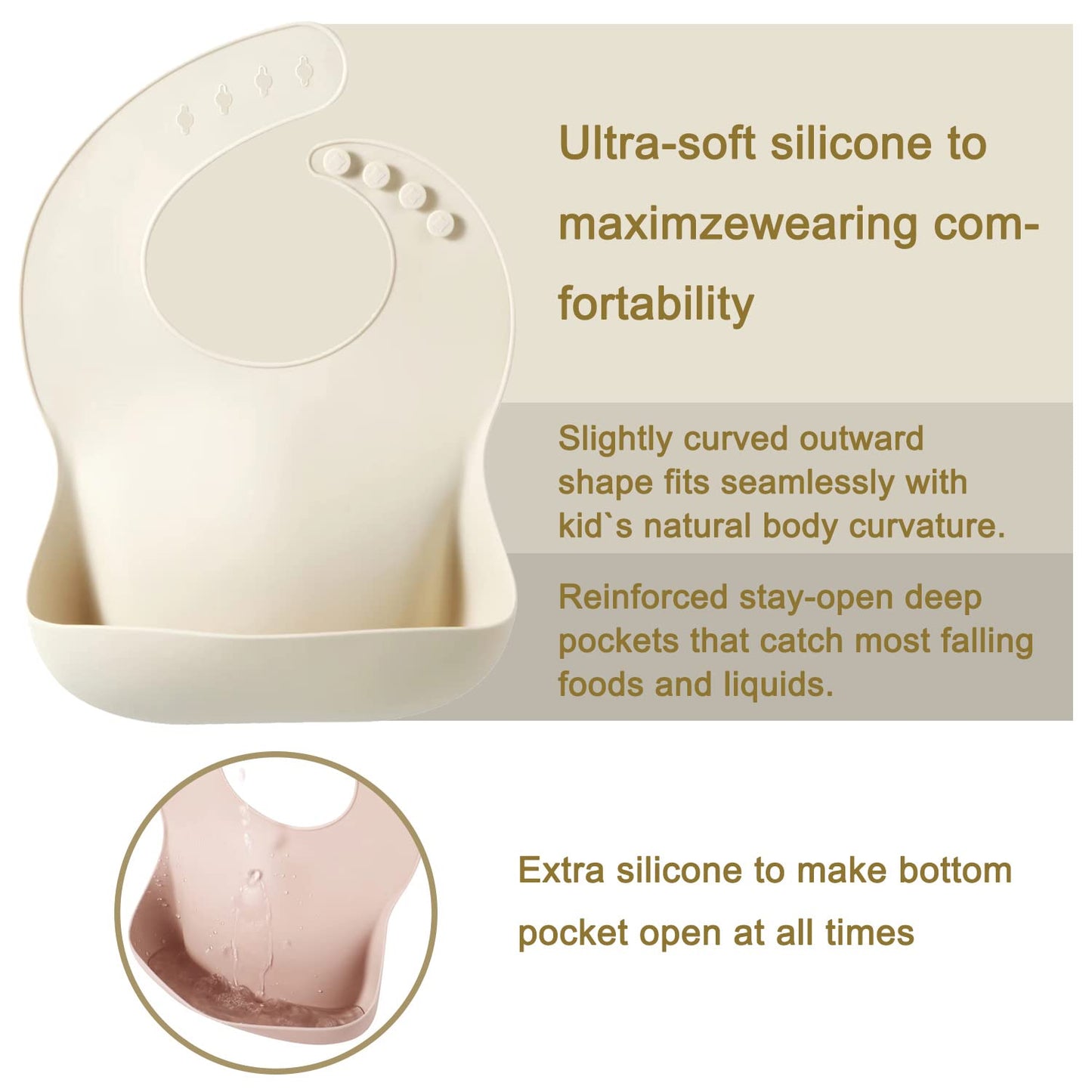 Pandaear Silicone Bibs For Babies Toddlers Girls| Adjustable Waterproof Bpa Free Soft Durable Bibs For Eating With Large Pocket