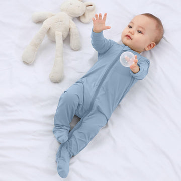 Guisby Rayon Baby Footed Pajamas With Mittens For Girls Boys, 3 Piece Long Sleeve Snug Fits Sleepers Newborn