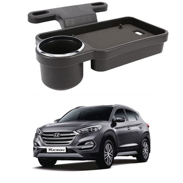 Oshotto (FT04) Foldable Car Auto Headrest Rear Back Seat Table Drink Food Cup Tray Holder Compatible with Hyundai Tucson  Blac