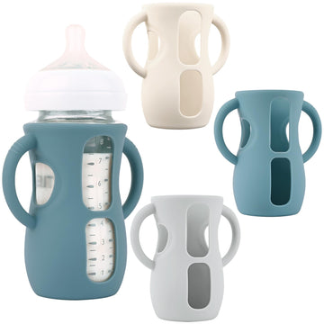 3 Pack Silicone Sleeves With Handles For Avent Natural Glass Baby Bottles, Anti Breakage Baby Bottle Holder, Compatible Philips