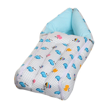 AMARDEEP Blue Baby Quilt & Sleeping Bag Cum Carry Bag  Soft, Cozy, Portable Baby Bedding for Newborns, Infants  64x41 cm, Perf