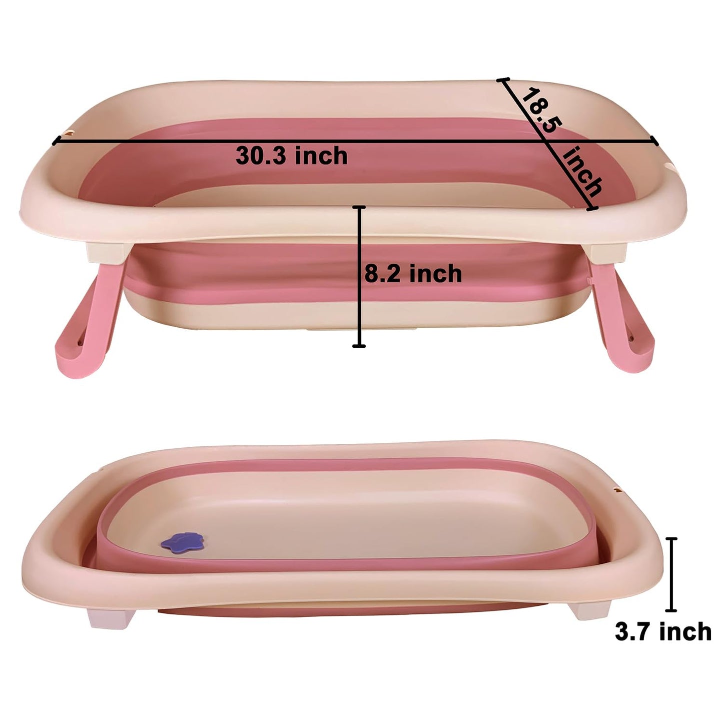 Collapsible Baby Bathtub With Bath Pad Portable Bathtub With Drain Hole Folding Bathtub With Water Temperature Sensing