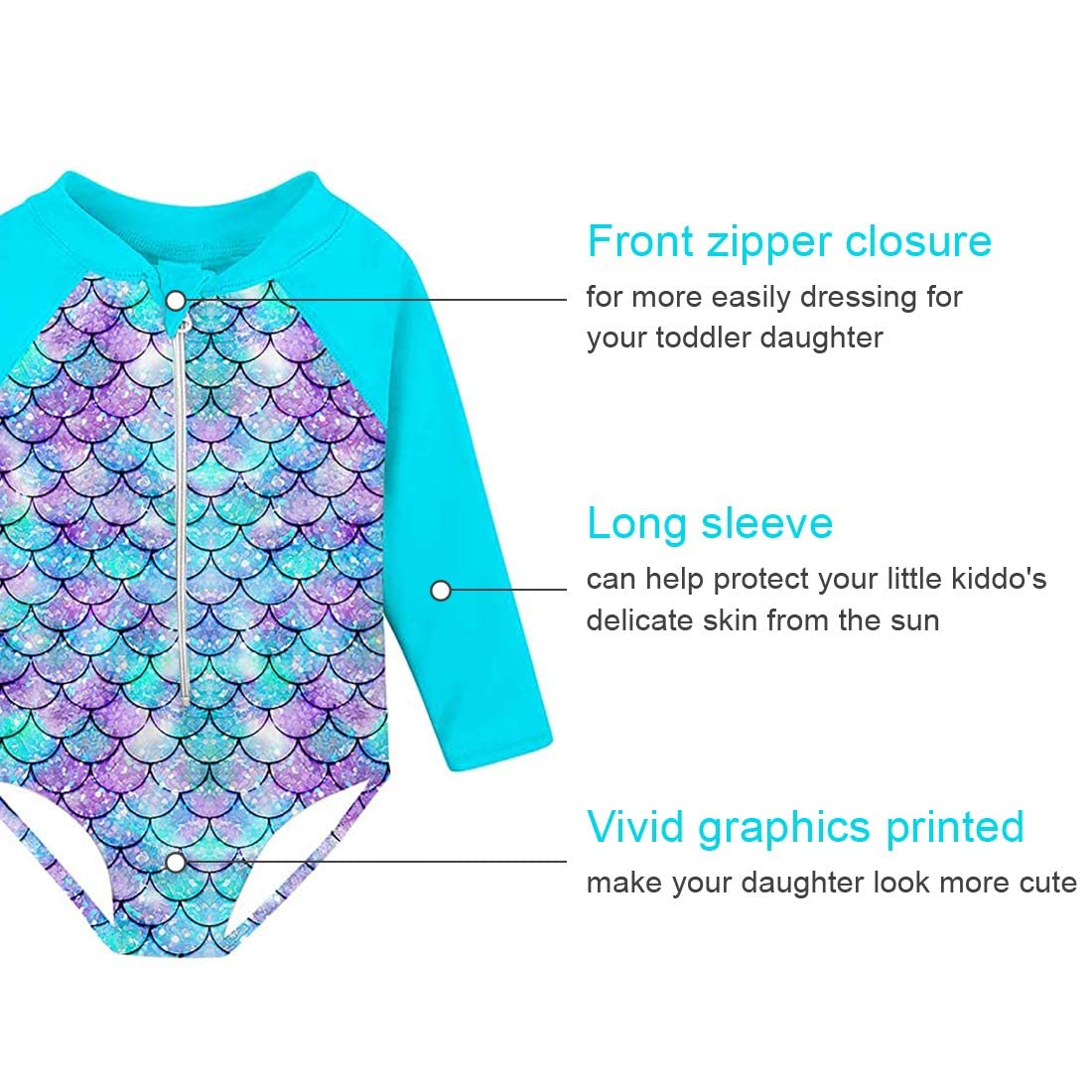 Toddler Girls Mermaid Bathing Suit Size 5 Swimsuit Summer Beach Swimwear Long Sleeve Rash Guard Bikini Swimwear 4-5T
