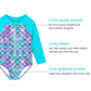 Uideazone Baby Girls Mermaid Print Swimsuit Toddler Girls Long Sleeve One Piece Swimsuit With Sun Protection Rashguard Swimwear