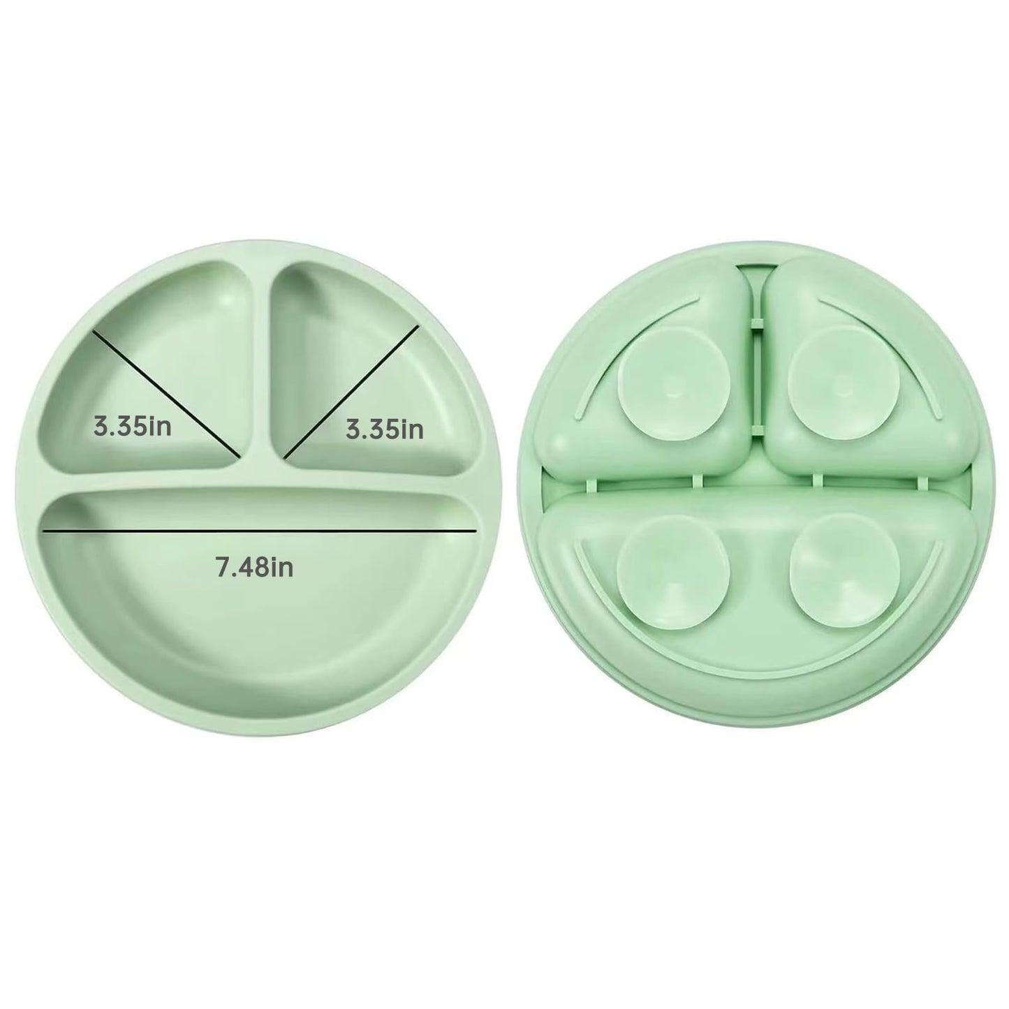Pandaear Silicone Baby Feeding Set| 2 Pack Silicone Divided Suction Plate And 2 Pack Tiny Cup With 2 Spoons 2 Forks| Baby Led We