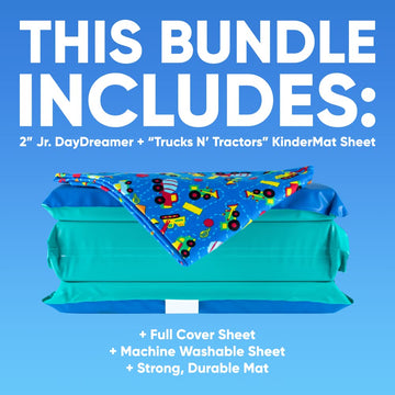 Kindermat 2' Jr. Daydreamer And Full Nap Mat Washable Cover - New Trucks N Tractors Design - Regular, 47' X 22', Great For Da