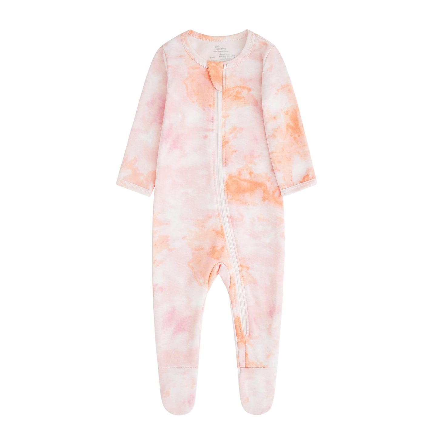 O2 Baby Baby Boys Girls Organic Cotton Zip-Front Sleeper Pajamas, Footed Sleep  'N Play(6-12 Months, Pink)