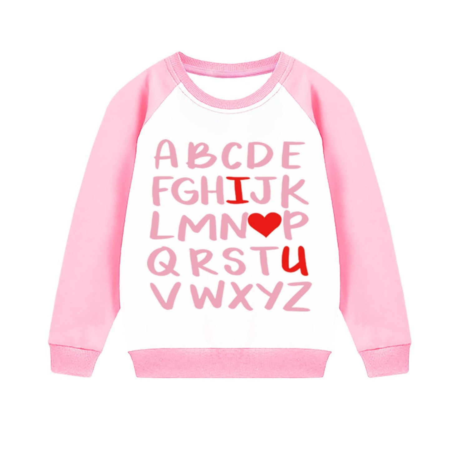Aqylxlhh Kids Valentines Day Sweatshirt Toddler Girl 6T Abc I Love U Heart Graphic Shirt Little Boys Long Sleeve Outfit Tops Pin